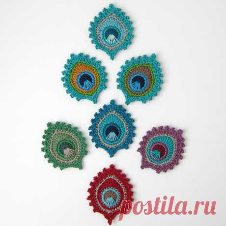 Ravelry: Crochet Peacock Feather &quot;Burma&quot; Motif and BOOKMARK pattern by Christa Veenstra