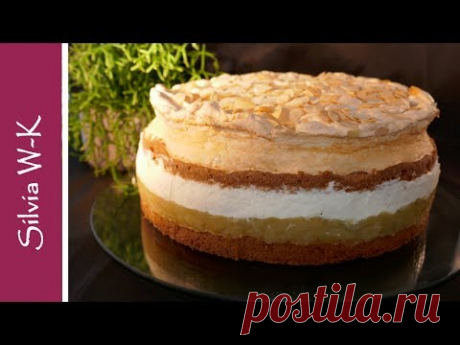 Jensentorte / Rhabarbertorte / ohne Gelatine / Rhabarberkuchen mit Mandel-Baiser