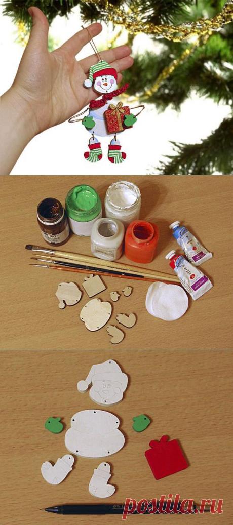 Елочная игрушка своими руками - мастеркласс. Снеговичок / Детское творчество - аппликации, поделки из цветной бумаги, картона, теста, пластилина, пластиковых бутылок для детей / Лунтики. Развиваем детей. Творчество и игрушки