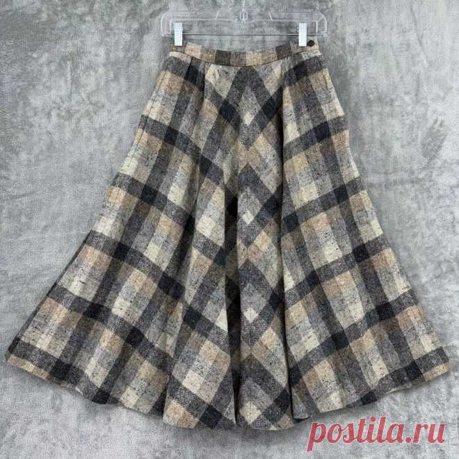 Vintage Jager Skirt Womens 4 Wool A Line Midi Preppy Academia Modest Pockets Zip | eBay