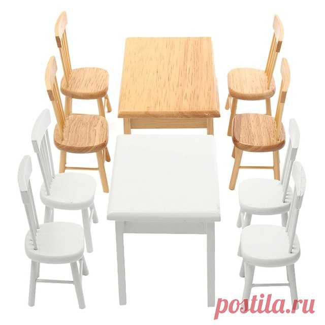Новый 1/12 5 Шт./компл. Миниатюрный Деревянный Обеденный Стул Настольный Набор Мебели Для Куклы дом Миниатюрный Еды Кухни Мебель Игрушки купить на AliExpress