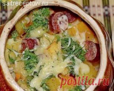 Картошка с колбасой в духовке;  Сайт рецептов