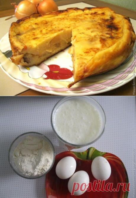 Пирог на кефирном тесте с картофелем и мясом