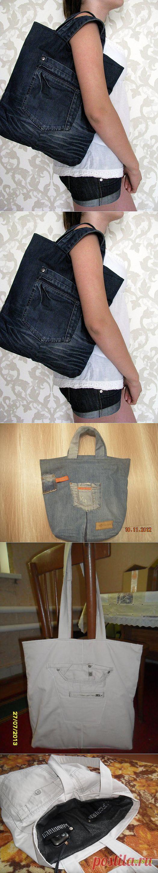 Хозяйственная сумка из джинсов - Ярмарка Мастеров - ручная работа, handmade