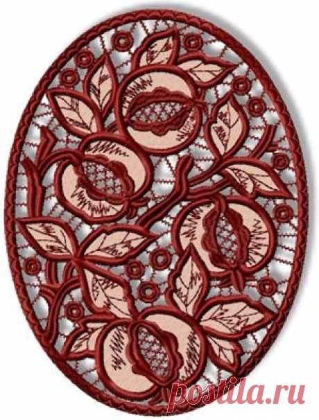 Advanced Embroidery Designs - Pomegranate Cutwork Lace