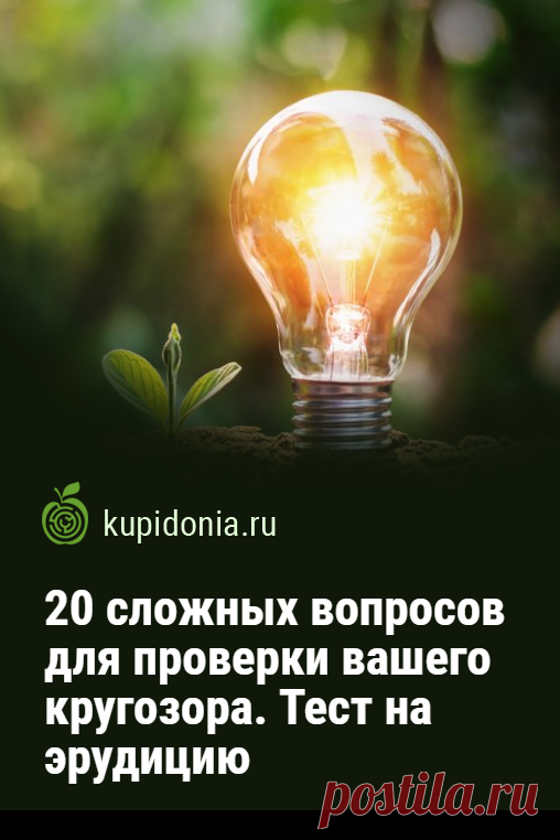 20 сложных вопросов для проверки вашего кругозора. Тест на эрудицию. Кругозор — свойство нашего сознания, которое можно бесконечно расширять, обогащая его новыми знаниями. Тест, который мы подготовили для вас сегодня, не только проверит, но и расширит его. Сколько правильных ответов дадите вы?