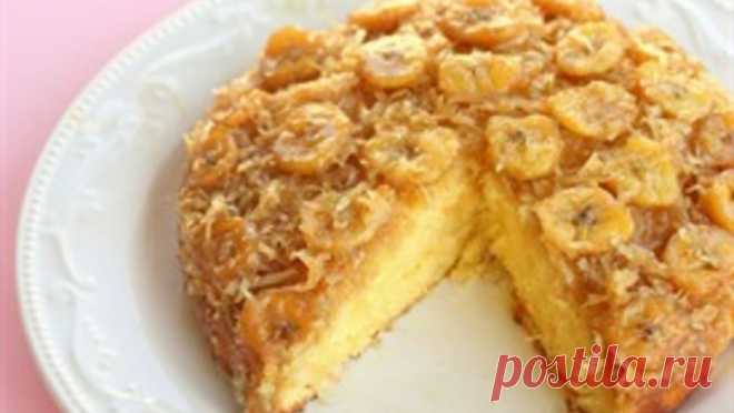 Banana Coconut Upside Down Cake This easy to make Banana Coconut Upside Down Cake is ooey gooey and delicious. Make it for dessert or even brunch!
