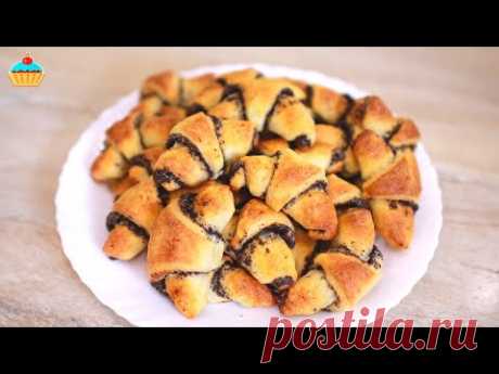 Улетают мгновенно. Творожные рогалики с маком. Простой и быстрый рецепт.