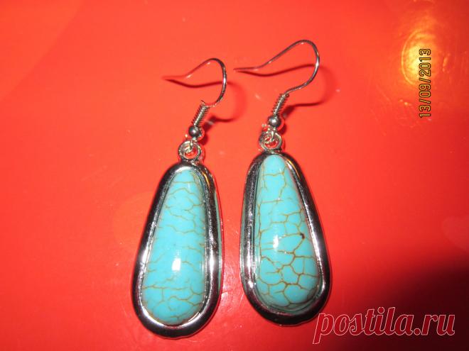 СЕРЬГИ. БИРЮЗА. МЕЛЬХИОР.