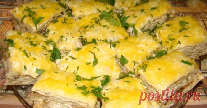 Восхитительные тартинки из лаваша с начинкой из грибов, моркови и лука