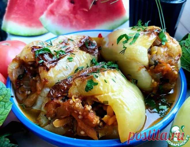 Печеные перцы, фаршированные баклажанами – кулинарный рецепт