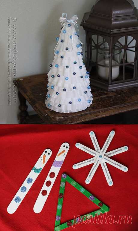 Blue &amp; White Coffee Filter Christmas Tree - Crafts by Amanda
