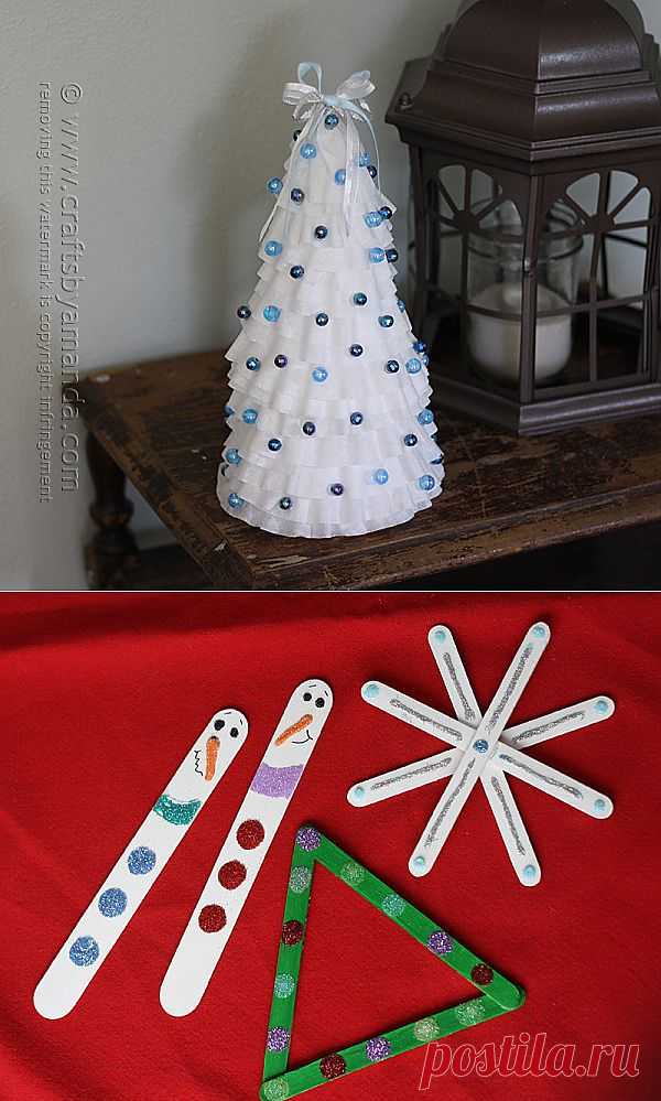 Blue & White Coffee Filter Christmas Tree - Crafts by Amanda