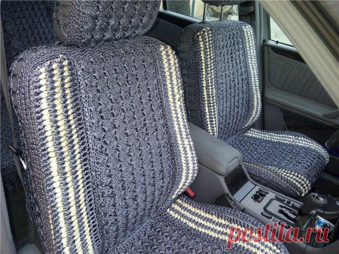 Вязаный авточехол крючком.  Связать чехлы в машину крючком