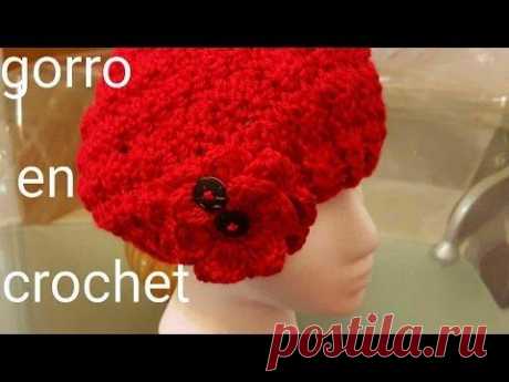 Gorro en crochet para mujer paso a paso