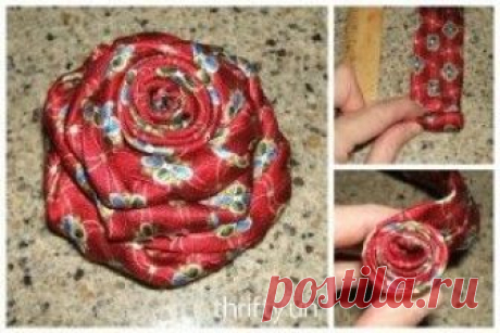 Men's Silk Tie Rose Pin