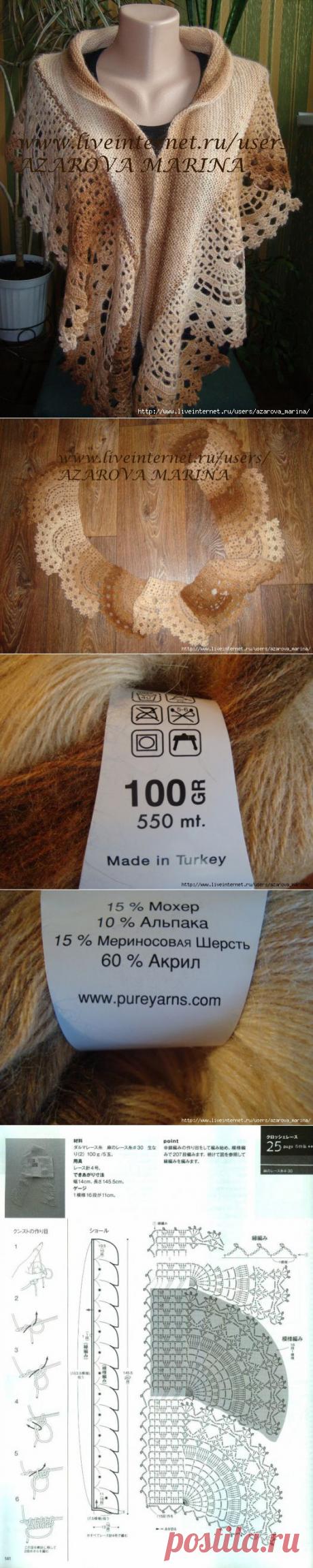 шаль спицами и крючком