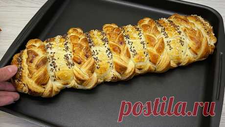 На скорую руку мясной рулет из слоенного теста. От такого вкусной выпечки невозможно отказаться. | Еда без повода | Яндекс Дзен