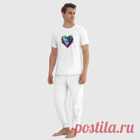Мужская пижама хлопок Геометрическое полигональное сердце - купить по цене 2785 руб в интернет-магазине Всемайки, арт 3643527