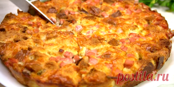 Заменила тесто на хлеб, теперь рекомендую так делать своим знакомым: хлебный пирог на сковороде | Готовим с Калниной Натальей | Дзен