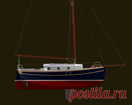 Проект классического гафельного тендера 6.7 метров.Yacht design gaffer cutter 22 feet