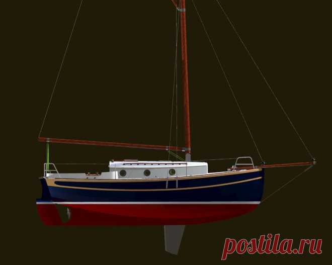 Проект классического гафельного тендера 6.7 метров.Yacht design gaffer cutter 22 feet