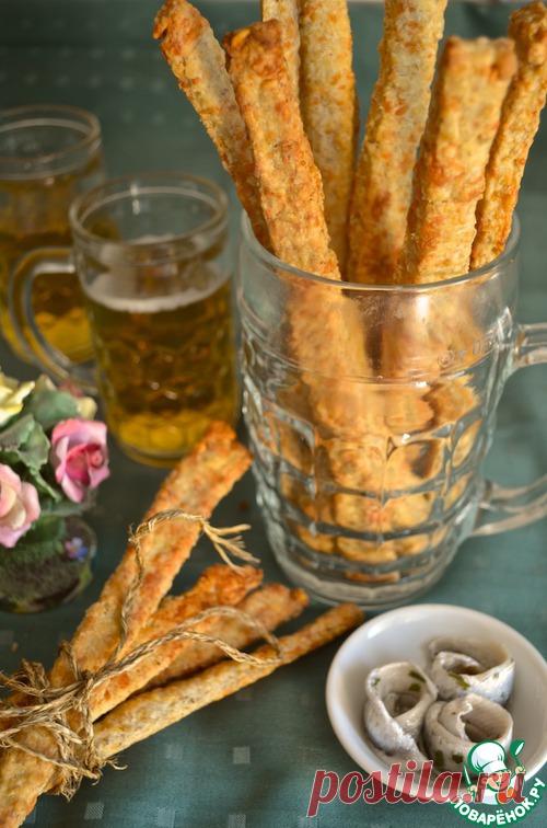 Хрустящие сырные палочки к вину и пиву (из овсяных хлопьев)