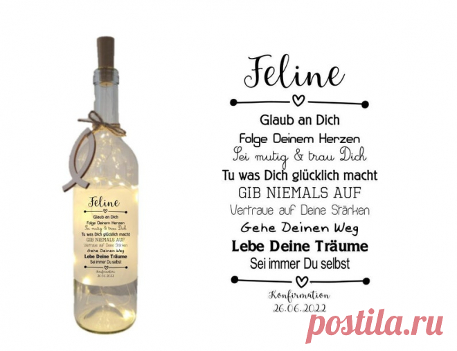 Flaschenlicht Dekolicht Geschenk zur KONFIRMATION - Etsy.de