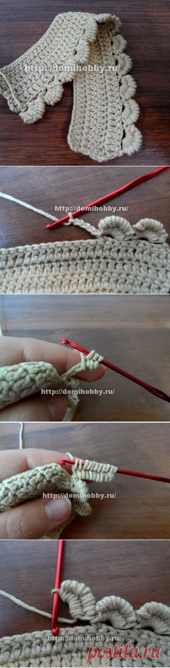 Обвязка края фестонами крючком