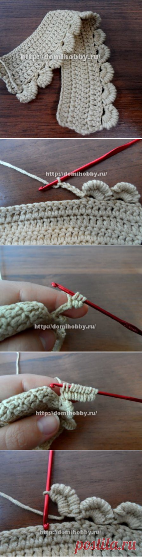 Обвязка края фестонами крючком