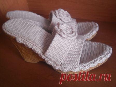Вязаные босоножки своими руками