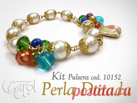 KIT 10152 Kit pulsera perla dorada x und - YouTube