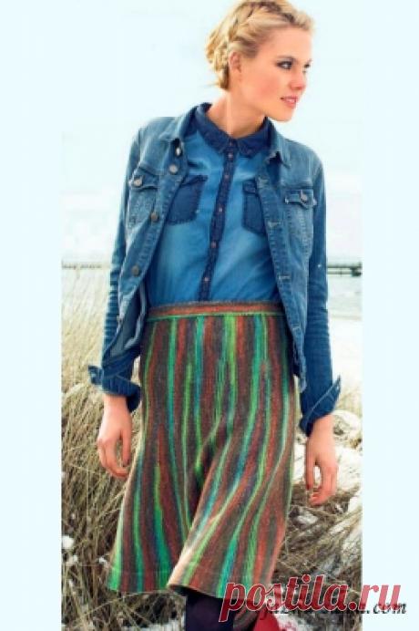 Связанная поперек юбка