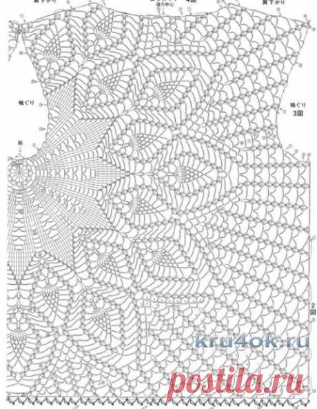 Летняя ажурная кофточка крючком. Работа Петровой Виктории
