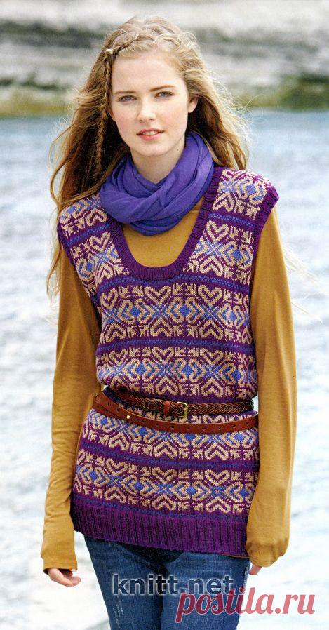 Яркая безрукавка Mousa спицами в технике Fair Isle | knitt.net | Все о вязании