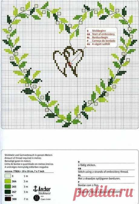 Вышивка крестом сердечек.