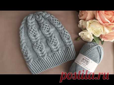 ВЯЗАНАЯ ШАПКА СПИЦАМИ"EMERALD HAT"