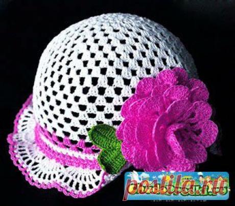 Вязание крючком шапочки для девочек.