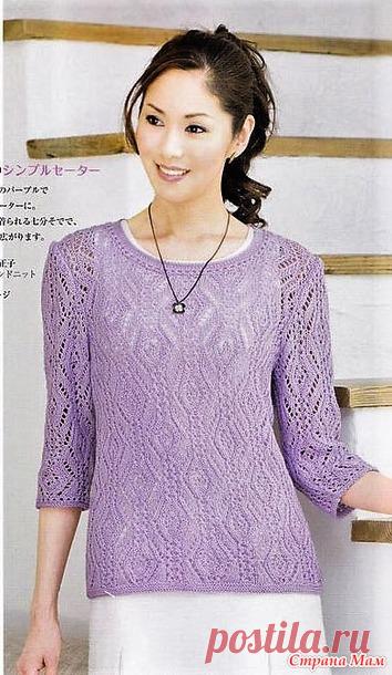 Ажурный джемпер с рукавами 3\4. Спицы. - ВЯЗАНАЯ МОДА+ ДЛЯ НЕМОДЕЛЬНЫХ ДАМ - Страна Мам