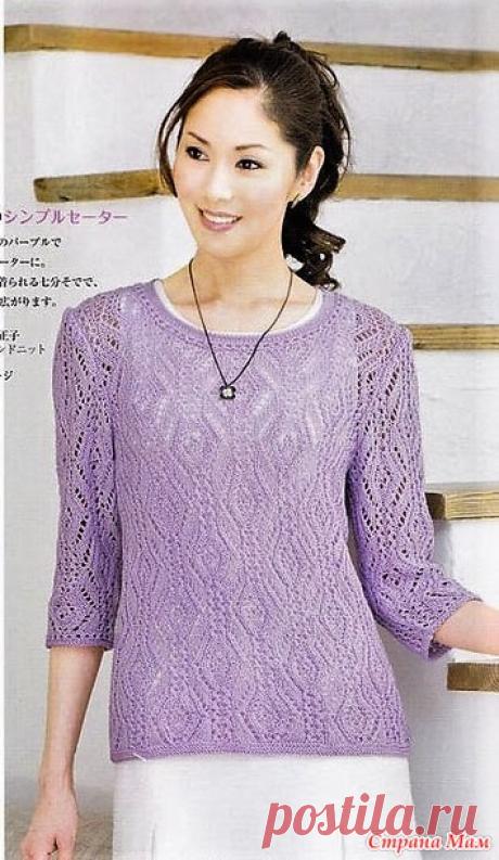 Ажурный джемпер с рукавами 3\4. Спицы. - ВЯЗАНАЯ МОДА+ ДЛЯ НЕМОДЕЛЬНЫХ ДАМ - Страна Мам