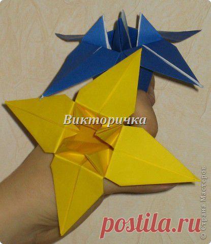 МК Ирисы, классическая модель складывания. Но почему то, некоторые называет этот цветок Лилия..... | Страна Мастеров