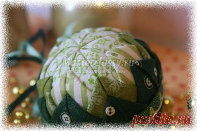 Елочное украшение, из ткани выполненное в технике «артишок». Мастер класс с пошаговыми фото