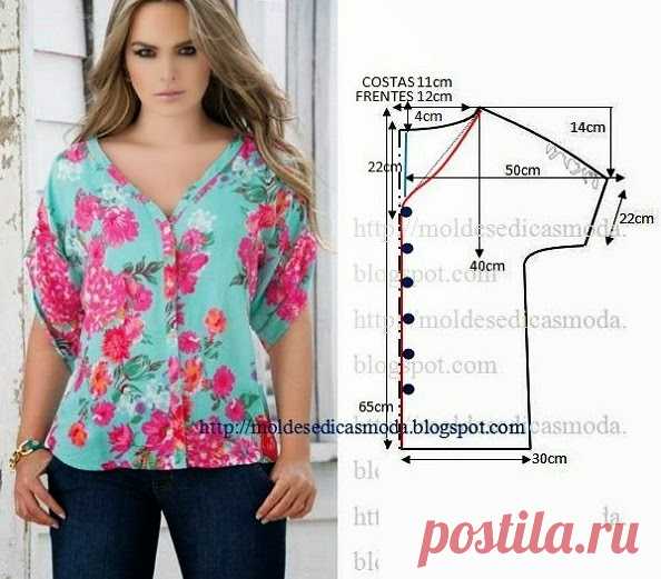 BLUSA FLORAL FEMININA - Moldes Moda por Medida