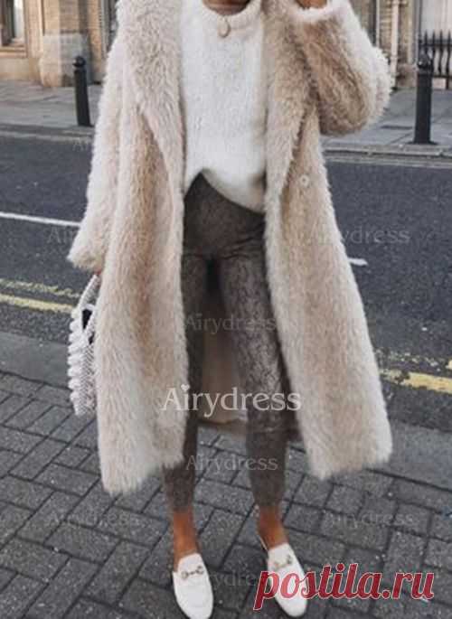 Шубы Лацкан с длинными рукавами - Airydress