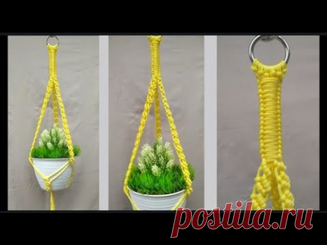 Macrame Plant Hanger Tutorial For Beginner | Cara Membuat Gantungan Pot Dari Tali Kur Motif Cacing - YouTube