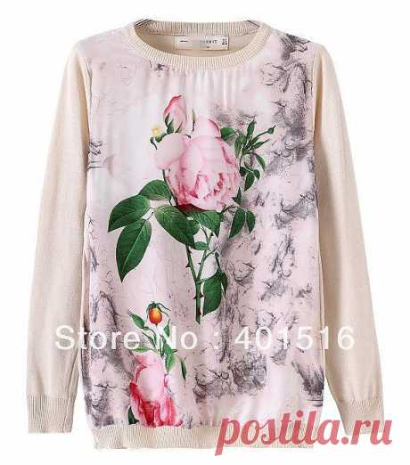 2013 Autumn Winter New Women Green leaves Prints Casual Knit Pullover Lady Sweater Fashion Knitwear freeshipping-in Pullovers from Apparel &amp; Accessories on Aliexpress.com
