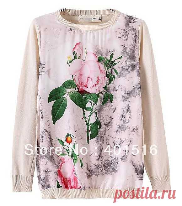 2013 Autumn Winter New Women Green leaves Prints Casual Knit Pullover Lady Sweater Fashion Knitwear freeshipping-in Pullovers from Apparel & Accessories on Aliexpress.com