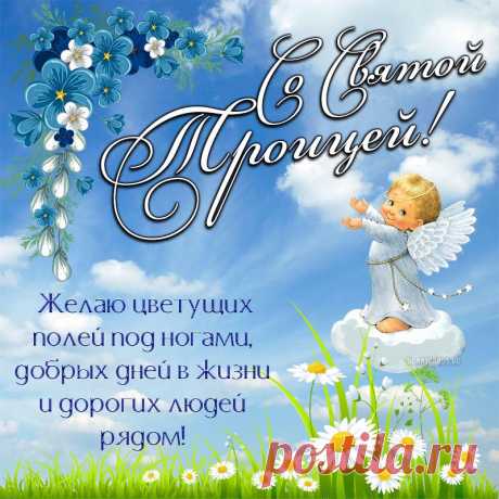 Наступила святая Троица,
И счастье Вам утроится,
Пусть радость останется,
Здоровья Вам прибавится.