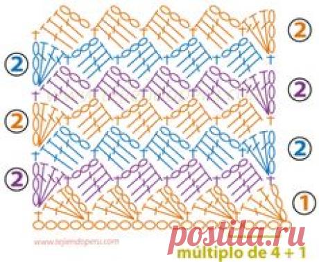 Diamond point stitch tutorial and chart. In Spanish, but it can be translated and the charts are very clear. From Tejiendo Pero