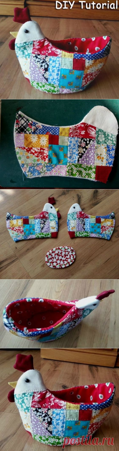 Patchwork Chickens bowl. Курица-ваза ~ HandMadiya.com